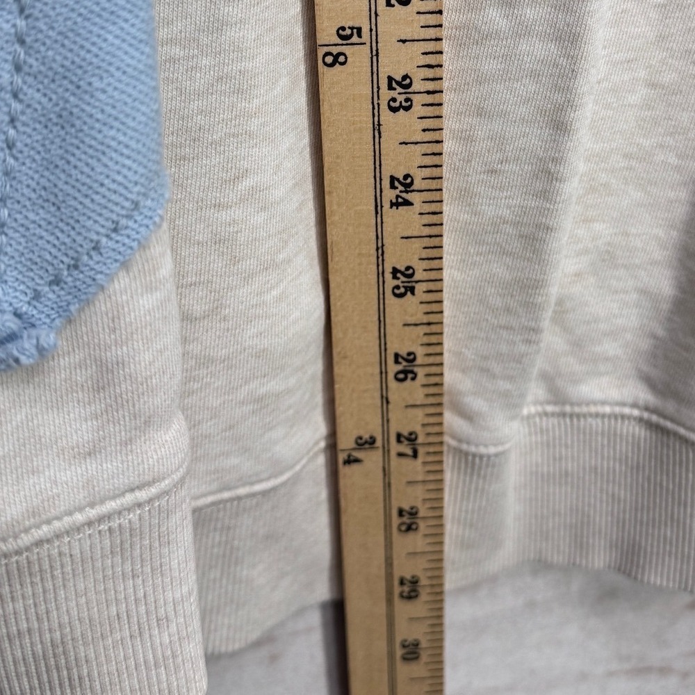 Torrid Womens 2 Oatmeal‎ Cream Star Patch V-Neck Sweatshirt Oversized Pullover - Picture 6 of 7